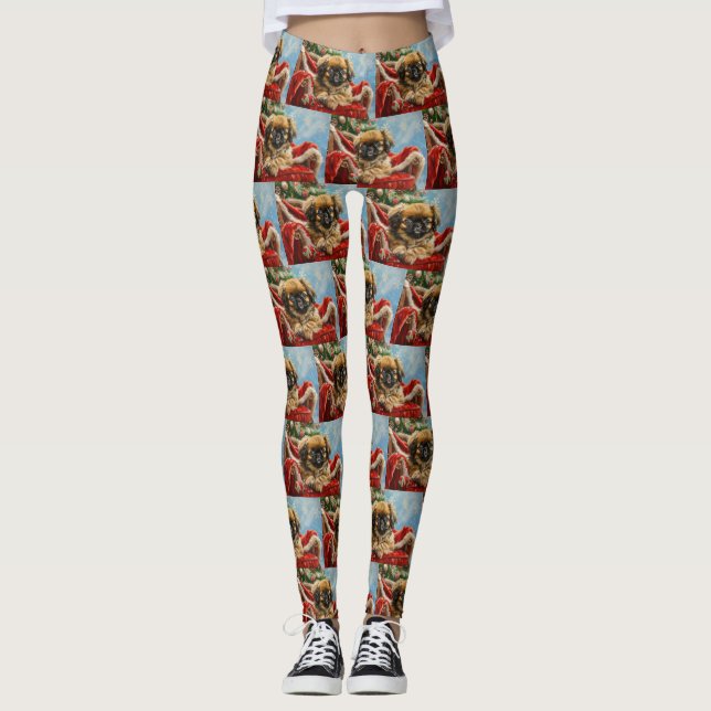 Leggings Pékinois Noël Festif (Devant)
