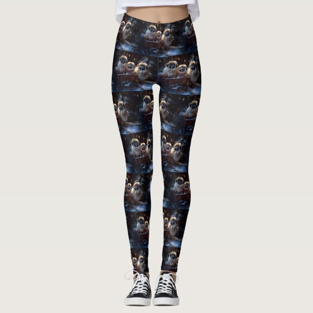 Leggings Pékinois période de fêtes de Noël (Devant)