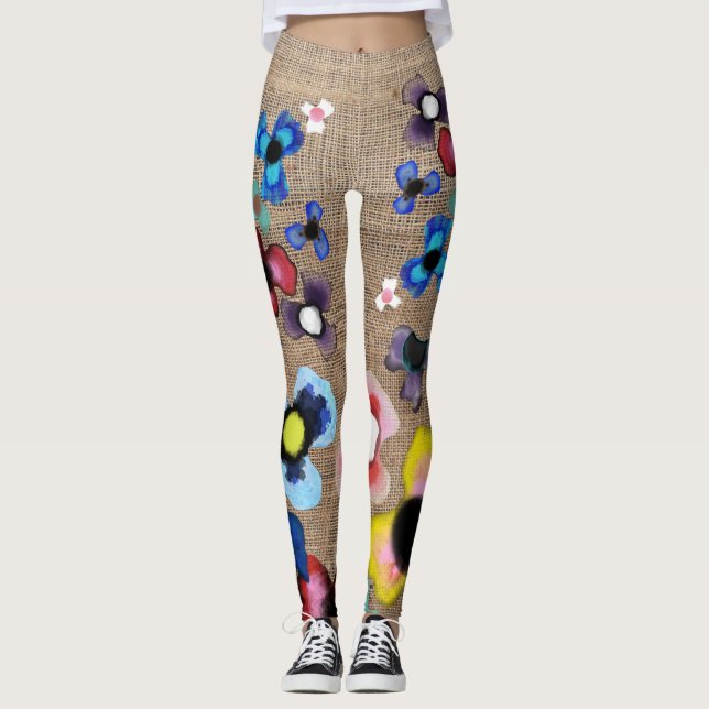 Leggings Pensées effet yute (Devant)