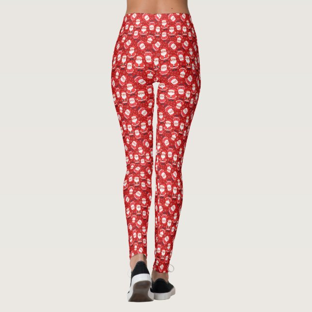 Leggings Père Noël Entourée De Snowflakes Red Novelty (Dos)