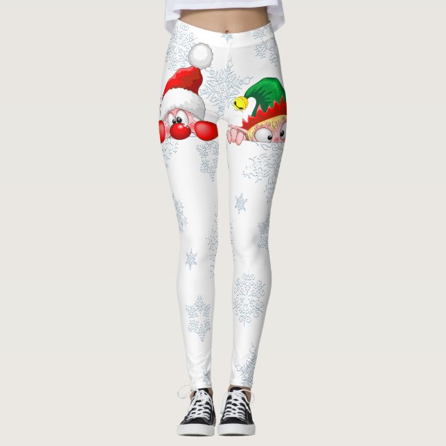 Leggings Père Noël et Elf Cute et drôle Caractères Pékin (Devant)