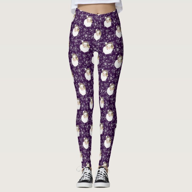 Leggings Père Noël et étoiles vintages (Devant)