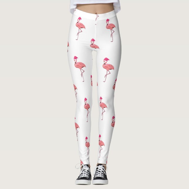 Leggings Père Noël flamant rose motif (Devant)