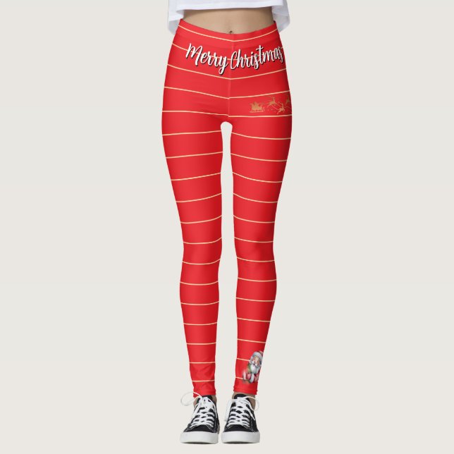 Leggings Père Noël mignon drôle & typographie  (Devant)