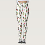 Leggings Père Noël Plante Motif de Noël<br><div class="desc">Motif avec des illustrations de plantes en pots dont l'aloès,  le cactus et la palme décorés de décorations de Noël,  y compris des ornements,  arcs,  chapeau santa,  lumières et étoiles.</div>