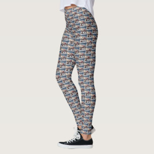 Leggings Père Noël Posant Avec Ses Rennes,