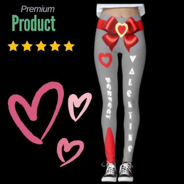 Leggings Perfect Valentine Cadeau Bow & Coeur Texte personn (Créateur téléchargé)