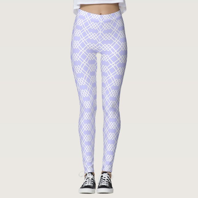 Leggings Périmètre lumineux géométrique en treillis blanc m (Devant)