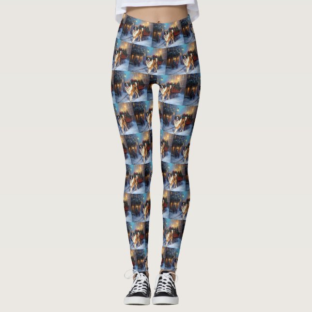 Leggings Période de fêtes de Noël Saint-Bernard (Devant)