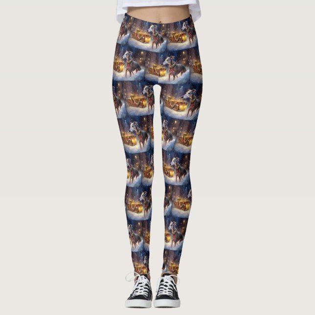Leggings Période des Fêtes de Noël Greyhound (Devant)