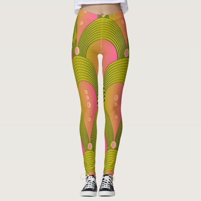 Leggings Perles Arcs Imaginaire vert rose (Devant)