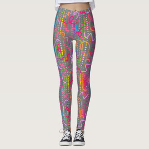 Leggings Perles de couleur Doodle Gris BG