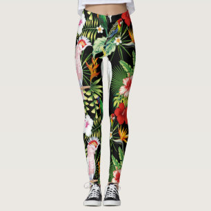 Leggings Perroquet et ara avec le motif de plantes