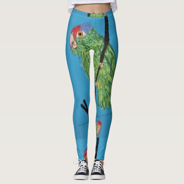 Leggings perroquet vert sauvage bleu (Devant)