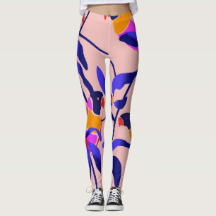 Leggings Perroquets Vintages roses : Illustration Exotique 