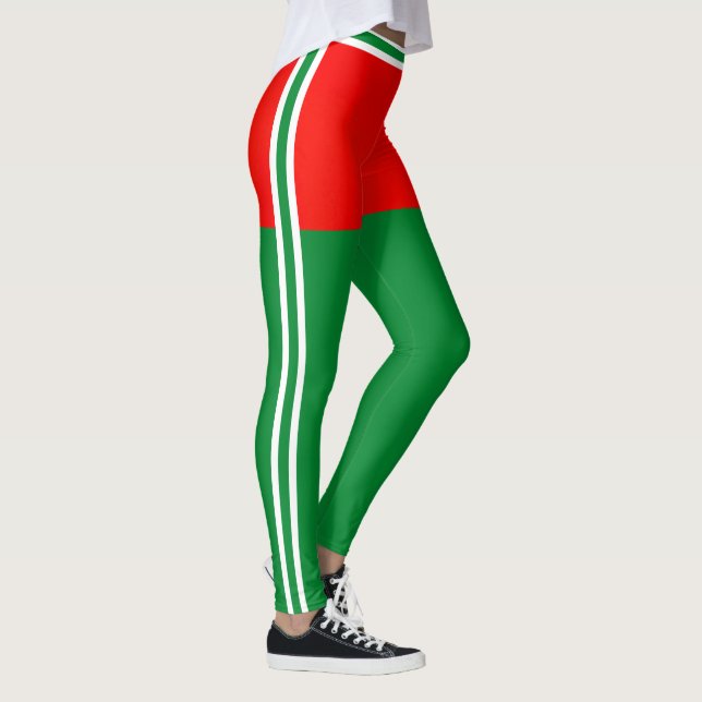 Leggings Personalize Christmas Red White Green Stripes Gift (Droite)