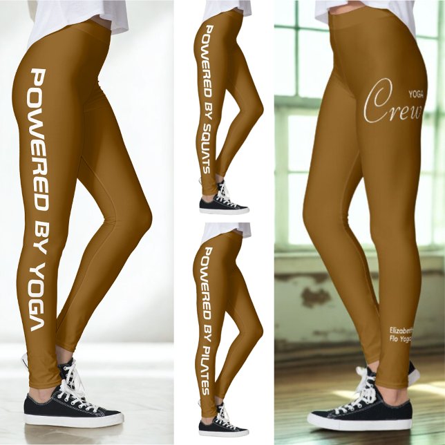 Leggings Personalized Brown Pilates Yoga Workout Gym (Brown Custom Leggings multiple views and designs.)