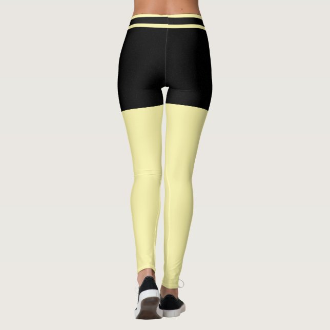 Leggings Personalized Modern Black And Cream Stripes Gift (Dos)