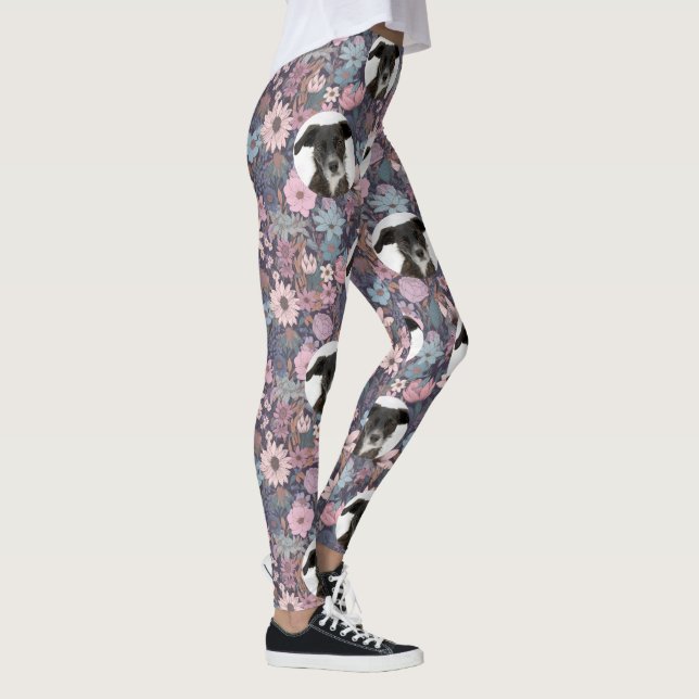 Leggings Personalized Pet Pastel Flowers Pattern (Droite)