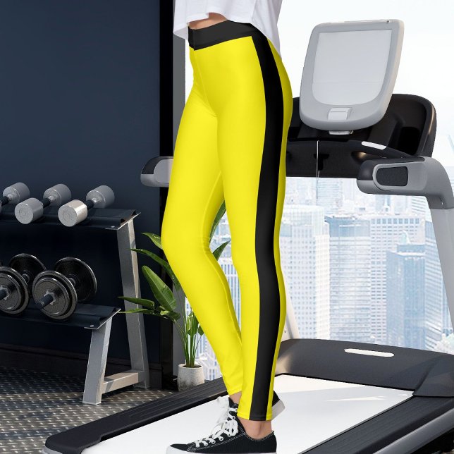 Leggings Personalized Yellow And Black Stripes Custom Made (Créateur téléchargé)