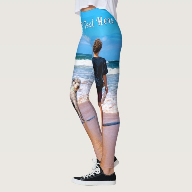 Leggings Personnalisation de vos légendes photo avec texte  (Gauche)