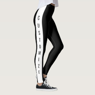 Leggings Personnalisé Fabriqué Sur Mesure Élégant Noir Blan
