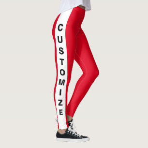 Leggings Personnalisé Fabriqué Sur Mesure Élégant Rouge Bla