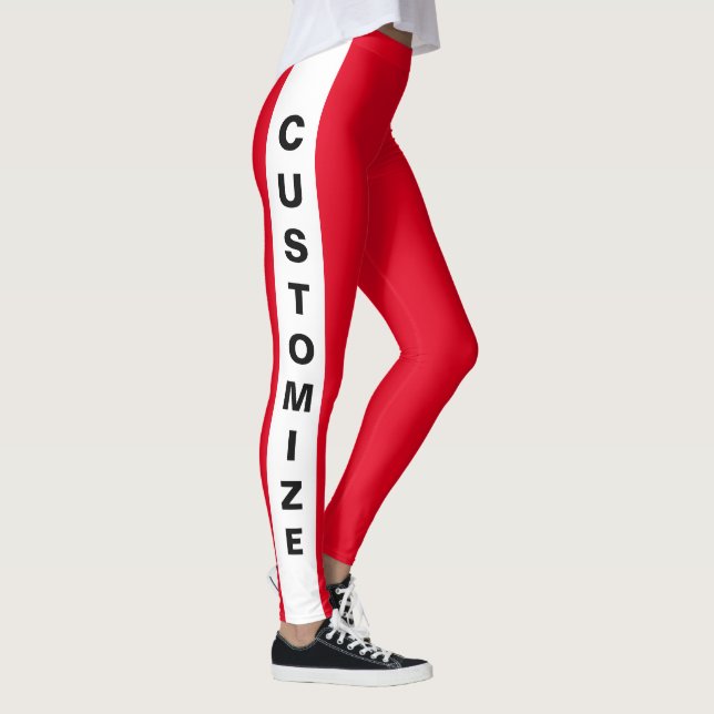 Leggings Personnalisé Fabriqué Sur Mesure Élégant Rouge Bla (Droite)