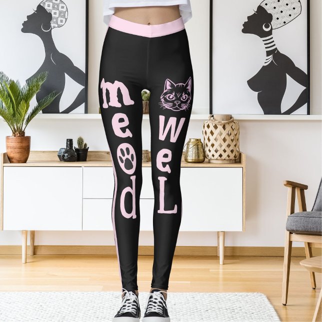 Leggings Personnalisé gris foncé rayures rose pâle Pet Chat (Créateur téléchargé)