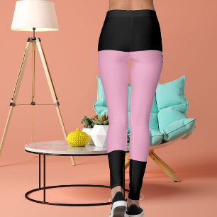Leggings Personnalisé noir clair rayures roses Cat Retro