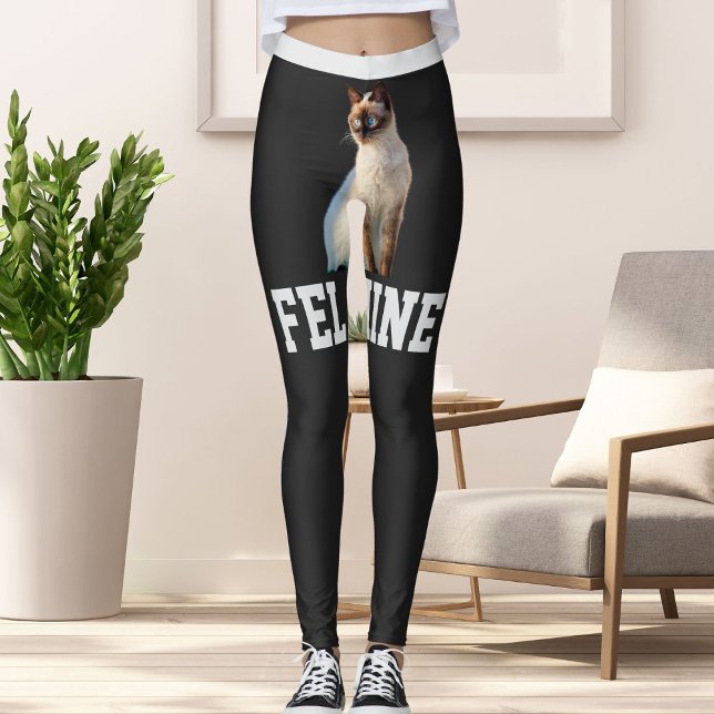 Leggings Personnalisé Noms Gris Cute Siamese Chat Pet Photo (Créateur téléchargé)