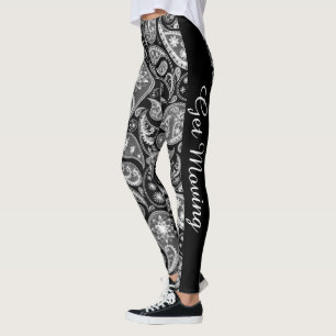 Leggings Personnalisé Paisley Black White