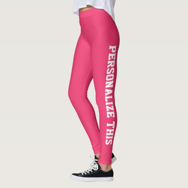 Leggings Personnalisé Personnalisé Marque Fabriqué Pink Wat (Gauche)