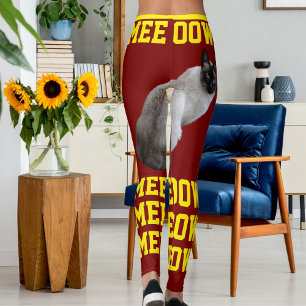 Leggings Personnalisé Rouge brillant Jaune Pet Chat Maman P