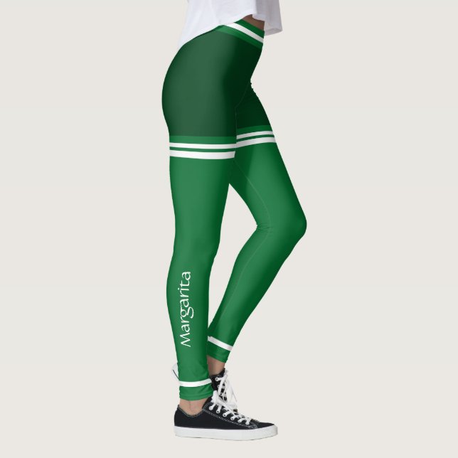 Leggings Personnalisé vert foncé & blanc mignon (Droite)