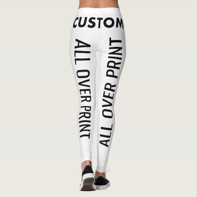 Leggings personnalisées tout en impression (Custom leggings personalized all over print yoga pants back view.)