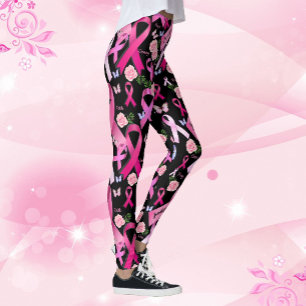 Leggings Personnaliser les mots Nom Pink Ribbon Cancer du s