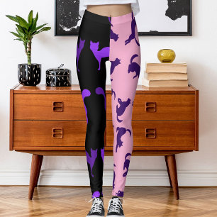 Leggings Personnaliser Photo Animal Chat Motif Violet rose 