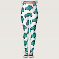 Leggings personnalisés de voiture Hippie bleu