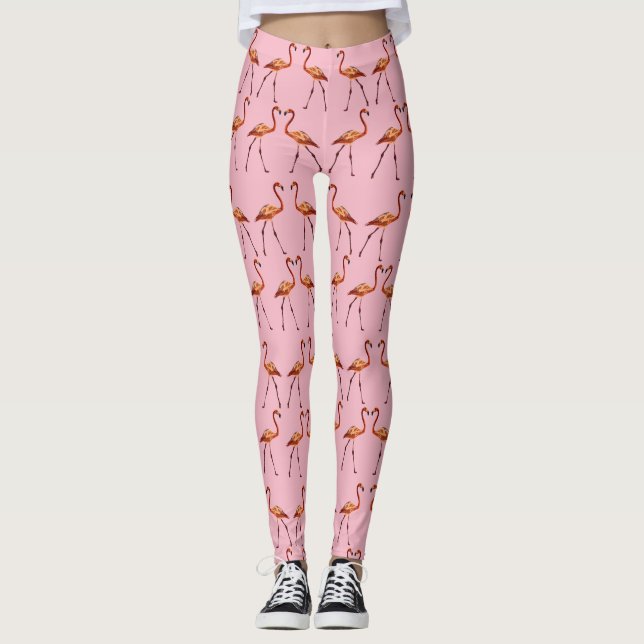 Leggings personnalisés Flamant rose rose (Devant)