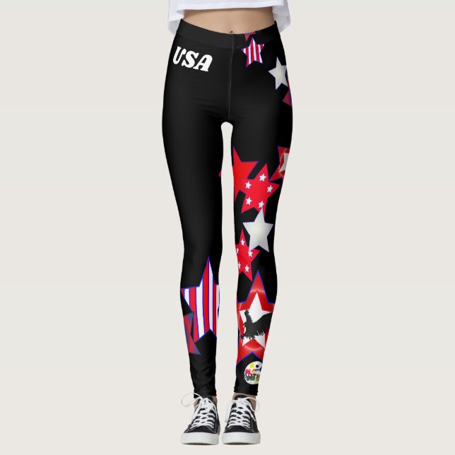 Leggings Personnalisez le drapeau patriotique 4 juillet (Devant)