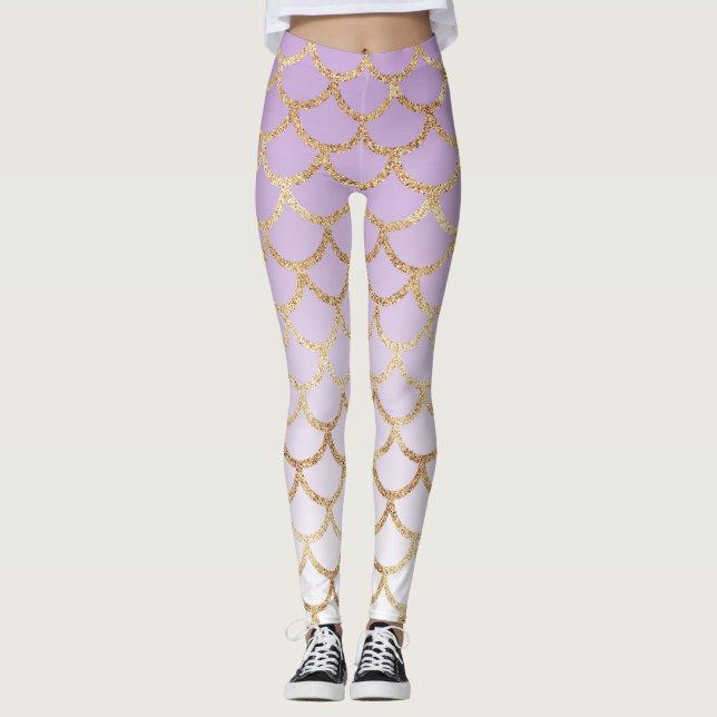 Leggings Pèse-sirène mauve gradient de parties scintillant  (Devant)
