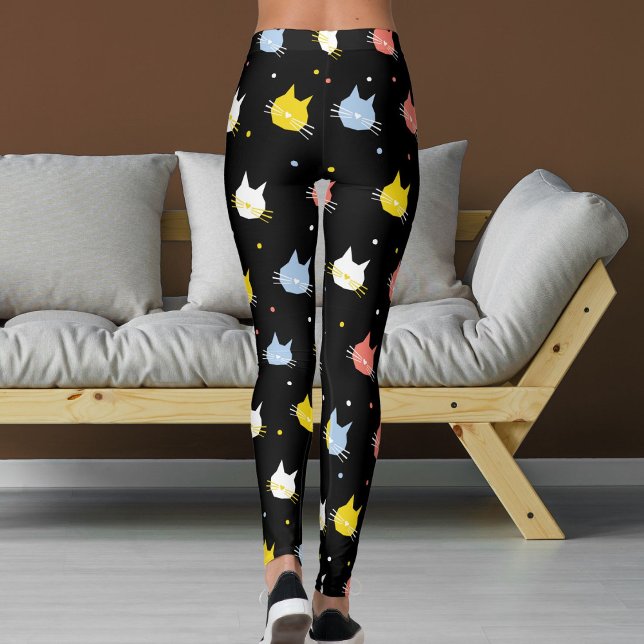 Leggings Pet Lover Black Red Yellow  Kittens Cats Patterns (Créateur téléchargé)