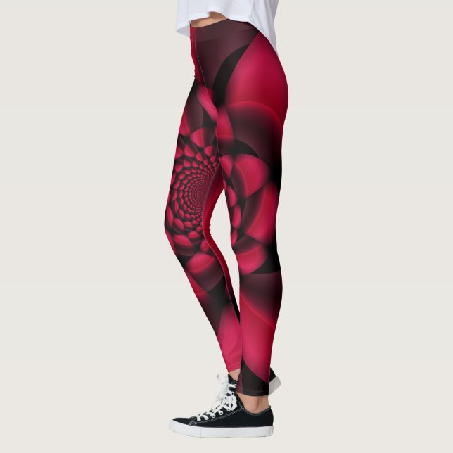 Leggings Pétale Noir Rouge Rubis (Gauche)