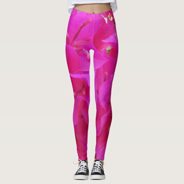Leggings Pétales de fleurs d'Azalée rose vibre Photo floral (Devant)