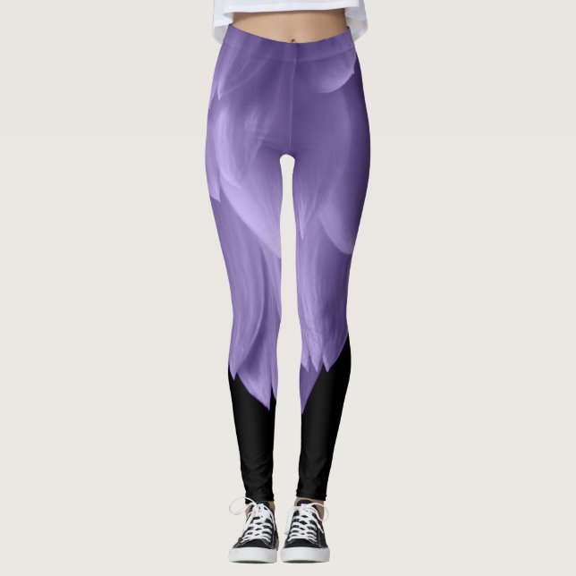 Leggings Pétales de fleurs violettes Ultra violet noir (Devant)