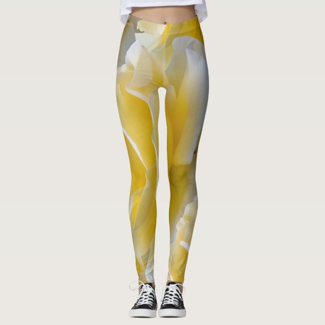 Leggings Pétales de rose jaune (Devant)