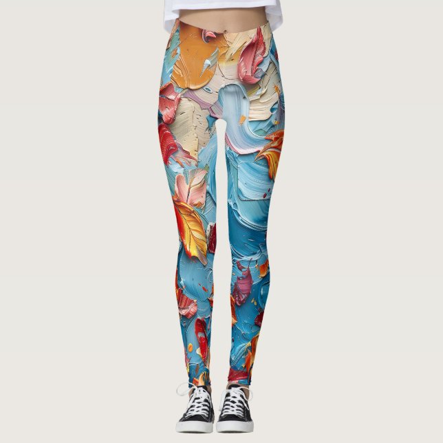 Leggings Petals in Motion – Expressive Abstract Floral (Devant)