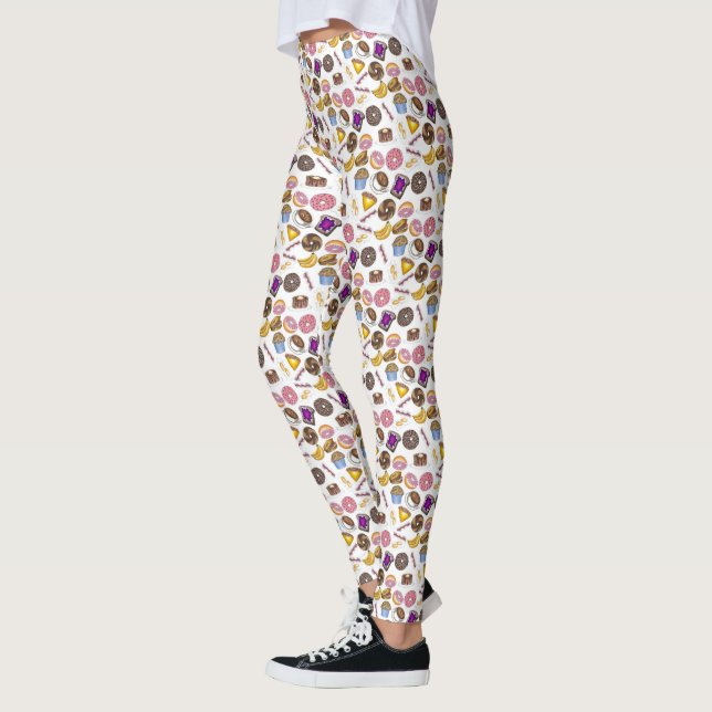 Leggings Petit-déjeuner Brunch Nourriture Bagel Donut OEufs (Gauche)