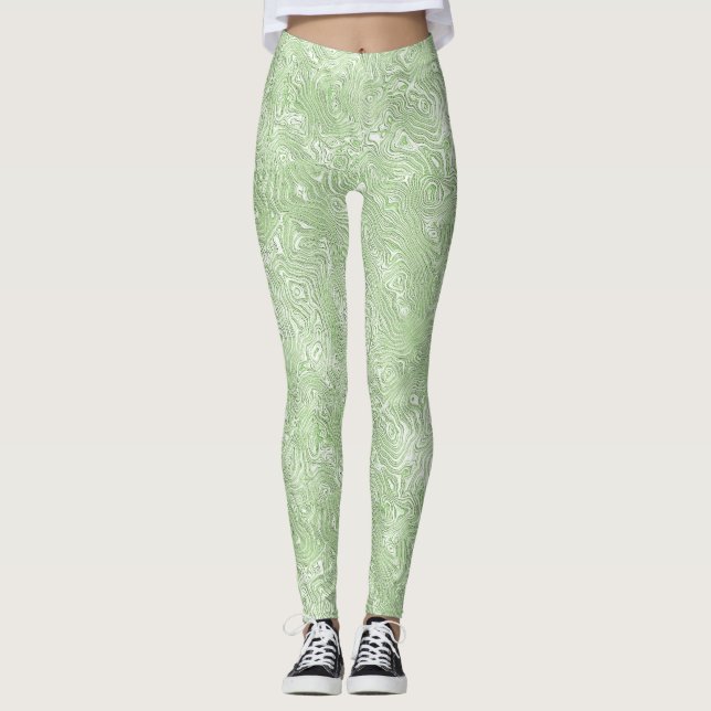 Leggings Petit motif en soie moirée vert citron (Devant)
